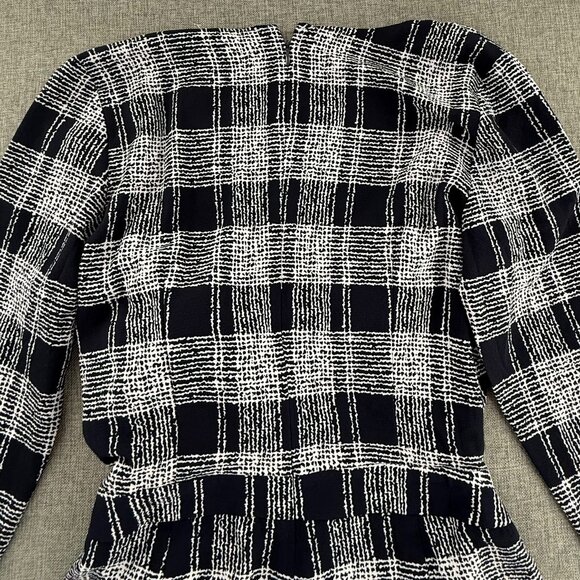 NEW! Lucy Paris Tie-Front Romper Plaid Long sleeve Large Navy & White‎ Lined - Picture 13 of 15